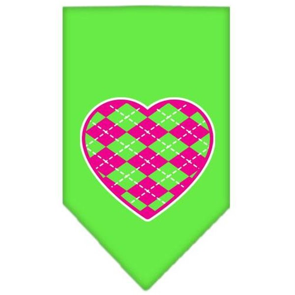 Unconditional Love Argyle Heart Pink Screen Print Bandana Lime Green Large UN812538
